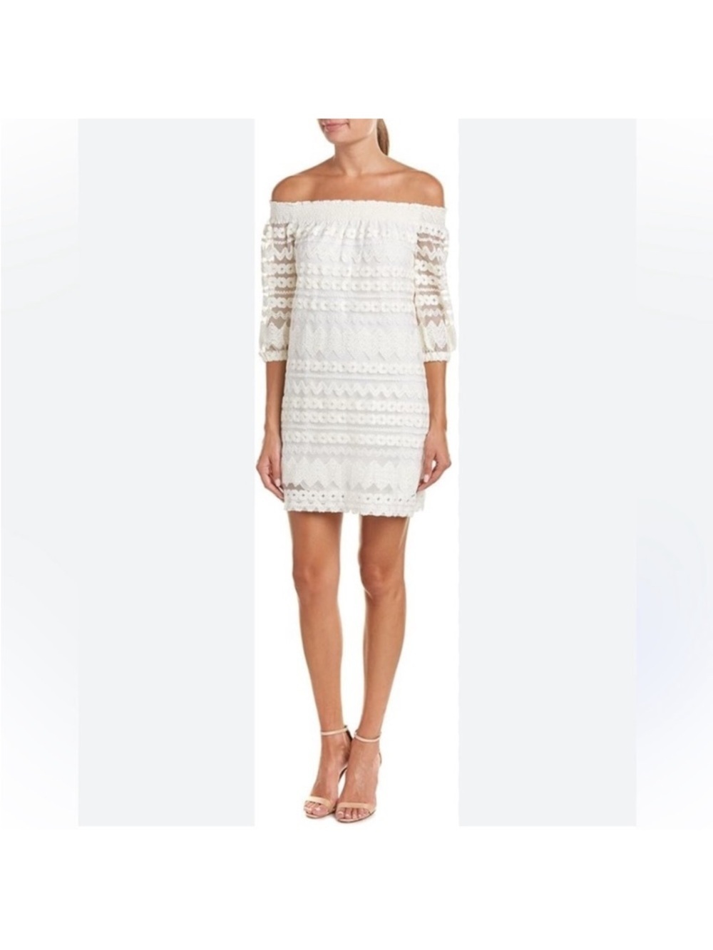 Trina Turk Off Shoulder Lace Dress Cream Size L